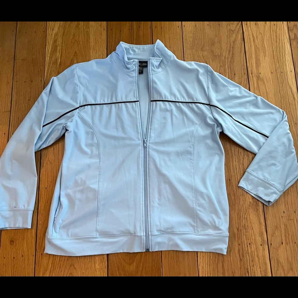 Vintage Style & Co Sport Track Jacket Full Zip Pockets Blue Stretch Medium
